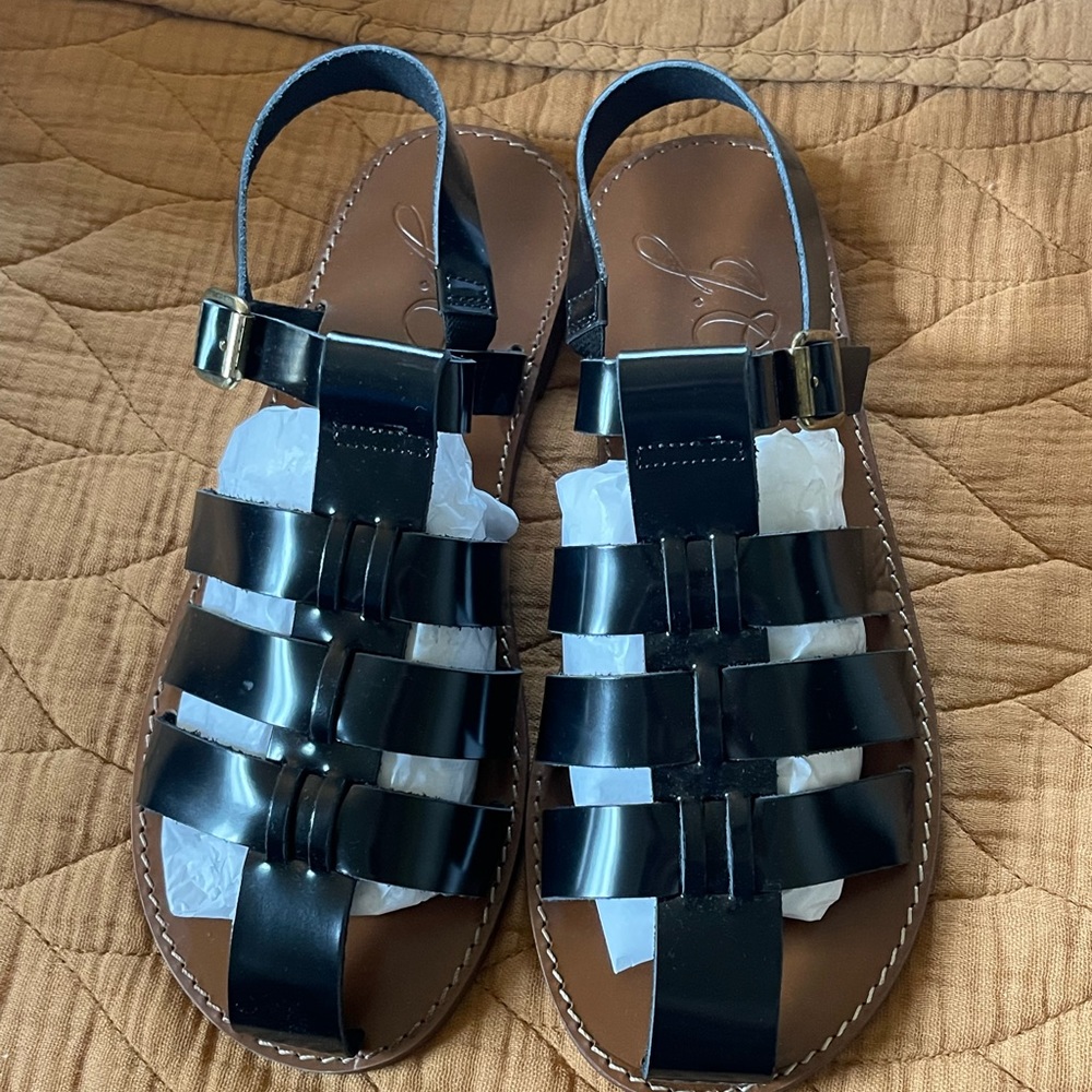 J Crew, Soft Spazzo Fisherman Sandal, Black, Never Worn, NWT New with tags